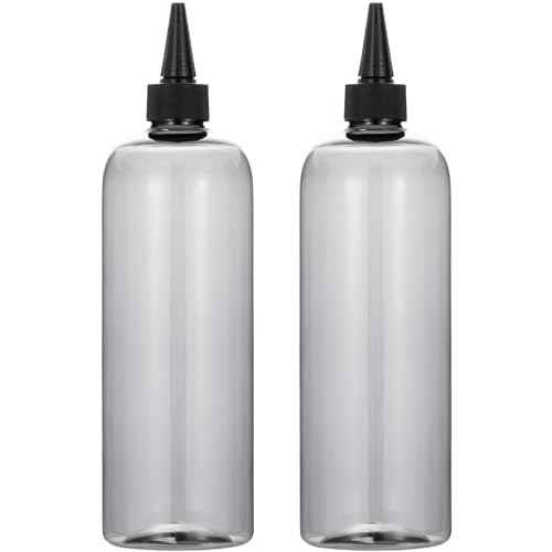 driew Applicator Bottles for Hair, 16.9oz Clear Hair Squeeze Bottle for liquids Twist-On Top Tip Cap Color Applicator Bottle Hair Dye Bottle Pack of 2