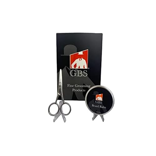 G.B.S Men's Premium Beard Kit, Oval Wood Handle Boar Bristle Brush, Beard Comb, Beard Balm and Nose Hair and Mustache Trimming Scissors