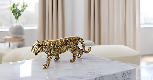 PARIJAT HANDICRAFT Brass Decor Statue Figurines Sculpture Collectibles Gift Wild Life Animal Statues Decorative Sculpture Hand craved Modern Home Decoration feng Shui (Tiger)