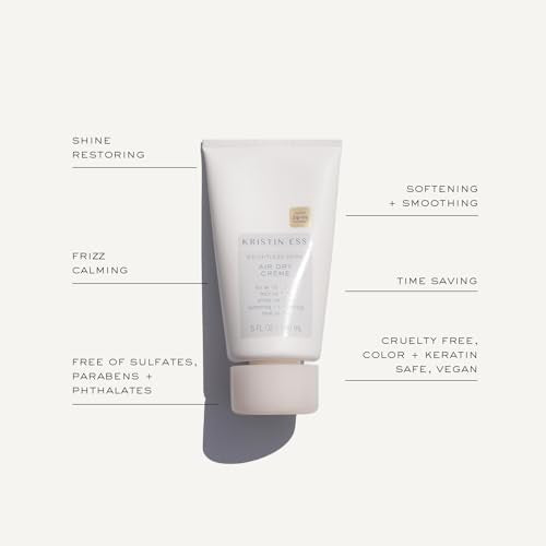 Kristin Ess Hair Weightless Shine Air Dry Cream for Curl Definition, Smoothing + Blowout Prep - Frizz Control - Light Hold - Women's Styling Product for Frizzy, Wavy + Curly Hair - Vegan