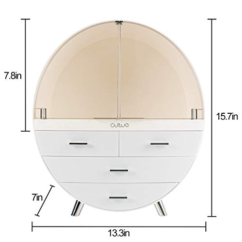 Elegant Dustproof Makeup Storage Organizer Box, Waterproof Large Cosmetics Organizer Storage with Drawers Skincare Cosmetic Display Cases for Countertop Bathroom Dresser Dedroom