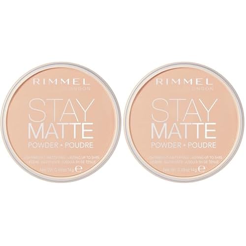 Rimmel London Stay Matte - 003 Natural - Pressed Powder,Lightweight,High Coverage,Shine Control,0.49oz,(Pack of 2)