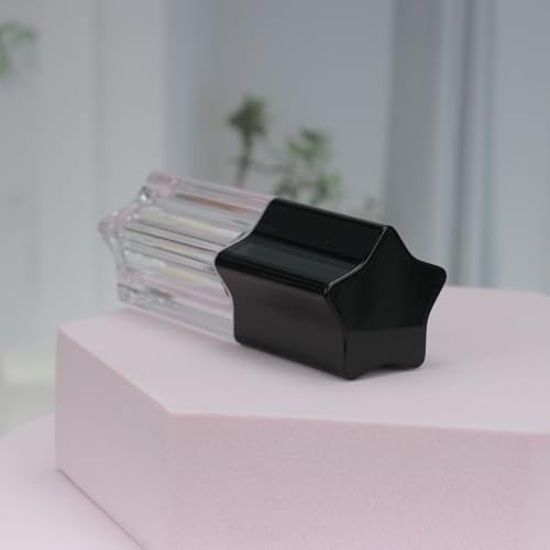 COSIDEA 30pcs 5ml 0.17oz Black Star shape big doe foot wand lip gloss tubes for DIY lipgloss containers with thick brush
