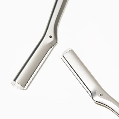 Tweezerman Stainless Steel Facial Razor with 3 Replacement Blades - Peach Fuzz & Skin Exfoliation Tool