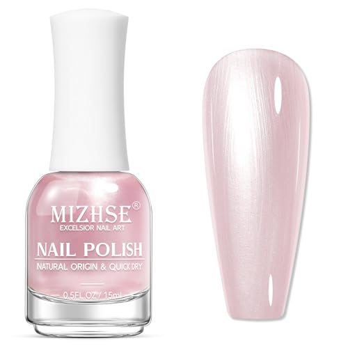 MIZHSE Pearl Pink Nail Polish - Quick Dry High Shine 15ml, Pearl Pink Variant