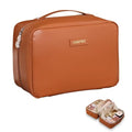 AUCCNT Brown Travel Makeup Bag - Large Capacity Waterproof Cosmetic Organizer