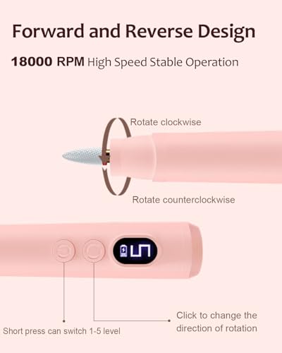 LAIKME Cordless Electric Nail Drill Kit with 6 Bits for Manicure & Gel Polish Removal
