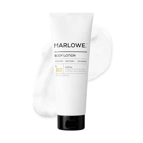 MARLOWE. No. 002 Santal Body Lotion for Men, 8 Oz, Moisturizing & Nourishing Daily Dry Skin Lotion, Made with Hydrating Natural Aloe Vera, Non-Oily, Warm Amber, Sandalwood & Citron Scent, Vegan