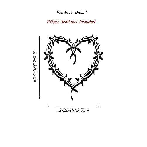 QualityLife Karol Temporary Tattoos, 20pcs Multicolor Heart Themes, Easy to Apply, Waterproof, Safe Materials, Long-Lasting, Concert Accessories or Gifts