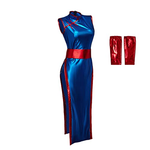 iSHOWcos Women's Sexy Blue Cheongsam Dress Halloween Suit