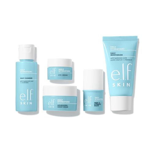 e.l.f. Holy Hydration Travel Skincare Set - Face Cleanser, Moisturizer, Eye & Night Cream