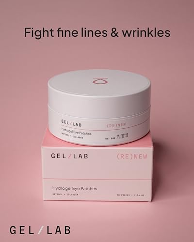 Gel Lab RENEW Under Eye Gel Patch - Korean Hydrating Eye Mask - Retinol & Collagen- Reduces Fine Lines and Wrinkles While Balancing and Brightening Skin Tone - 60 Patches