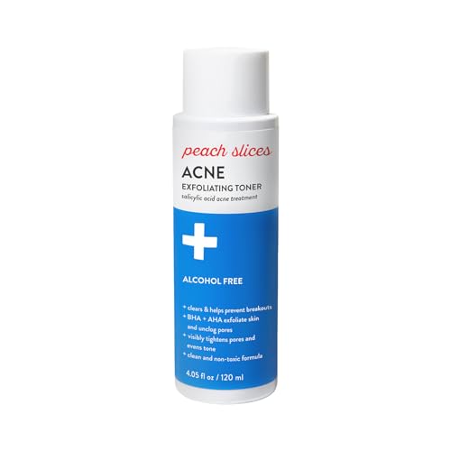 Peach Slices - Acne Exfoliating Toner (4.05 oz) - 2% Salicylic Acid Acne Treatment - Clear & Prevent Breakouts - Lactic & Glycolic Acid - Cucumber - Vegan, Cruelty Free, Korean Skin Care & Beauty
