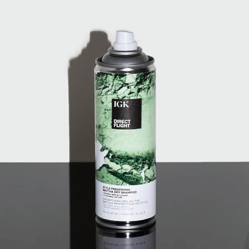 IGK Direct Flight Matcha Dry Shampoo Travel Size | Revives and Refreshes Hair | Oil Absorbing + Texture Boosting | 2.0 Fl Oz (Pack of 2)