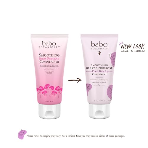 Babo Botanicals Smoothing Conditioner with Evening Primrose Oil, Coconut Oil and Provitamin B5 - For Babies, Kids and Adults with Tangly or Unruly Hair - Vegan