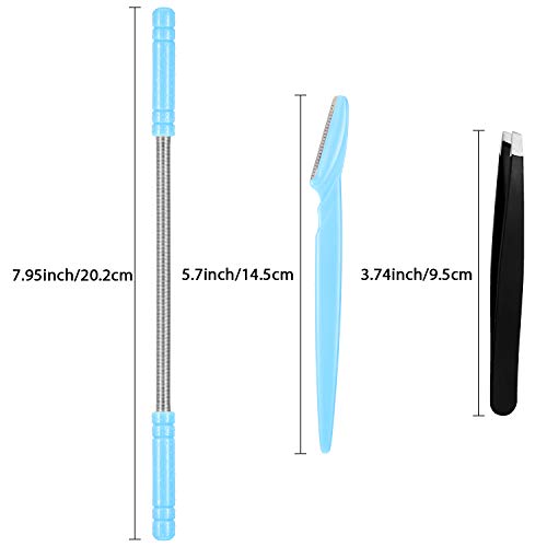 14 Pieces Facial Hair Remover Spring Epilator Set Eyebrow Razors Beveled Tweezers Removes Hairs Women Face Threading Tool(Color A)