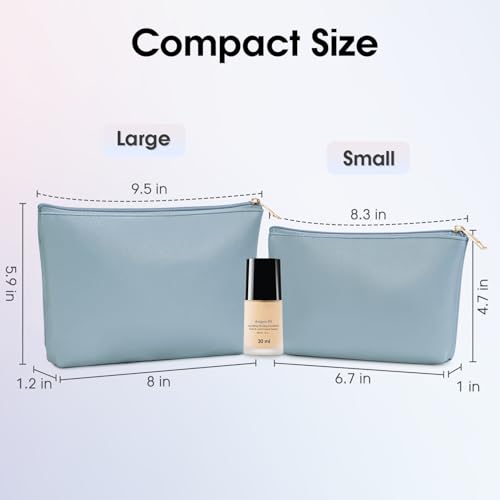 Wandering Nature Vegan Leather Makeup Bag Set - 2 Sizes, 2 Pack