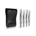Eyebrow Tweezer Set for Women & Men Professional Slant and Pointed Tweezers Set with Case Precision Tweezers Kit for Facial Hair, Splinter and Ingrown Hair Removal(Sliver4 piece)