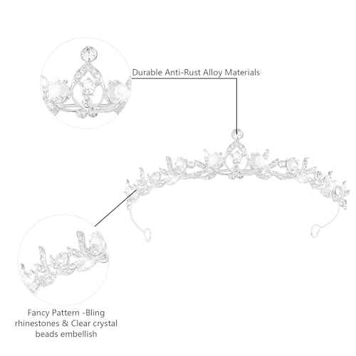 Crystal Tiaras & Crowns for Women, Bride Royal Queen Headband Princess Headpieces for Birthday Cake Crown & Prom Pageant Party