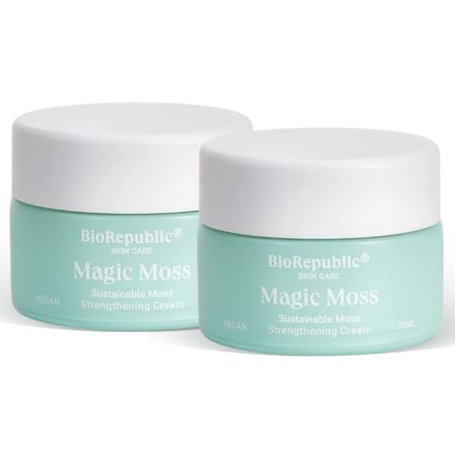 BioRepublic SkinCare Firming Facelift Magic Moss Cream with B5, Hyaluronic Acid 1%, & Sustainable Moss Strengthening Formula - Leaping Bunny Cert. & 100% Vegan (30 mL) - Pack of 2