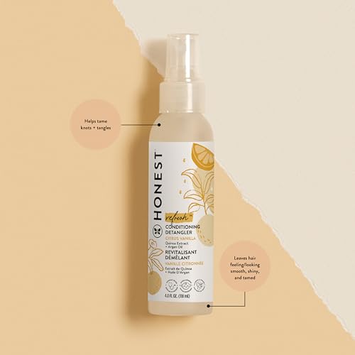 The Honest Company Conditioning Hair Detangler 3-Pack | Leave-in Conditioner + Fortifying Spray | Tear-free, Cruelty-Free, Hypoallergenic | Citrus Vanilla Refresh, 4 fl oz each (pack of 3)