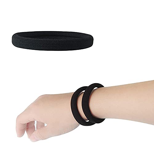 Large Black Hair Ties for Thick Hair - No Damage Ponytail Holders, Pack of 20