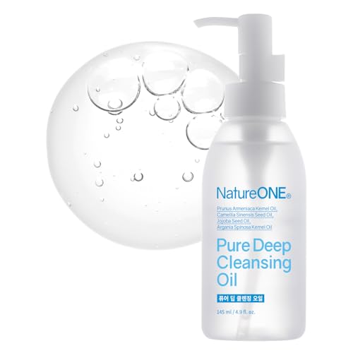NATUREONE Pure Deep Cleansing Oil with AHA+PHA, Argan, Jojoba, Centella Asiatica, Blackhead Remover, Oil Based Cleanser for Face, Sebum Control, Pore Cleaner, Korean Skincare, 145ml, 4.9 fl. oz.