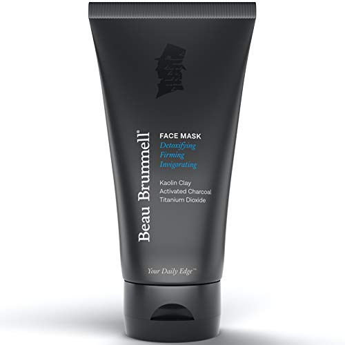 Men’s Face Mask by Beau Brummell | Detoxifying Facial Treatment with Kaolin Clay & Activated Charcoal | Deep Cleansing Formula Clears Blackheads & Acne | 5 FLOZ Tube Lasts Approx 6-Months |Made In USA