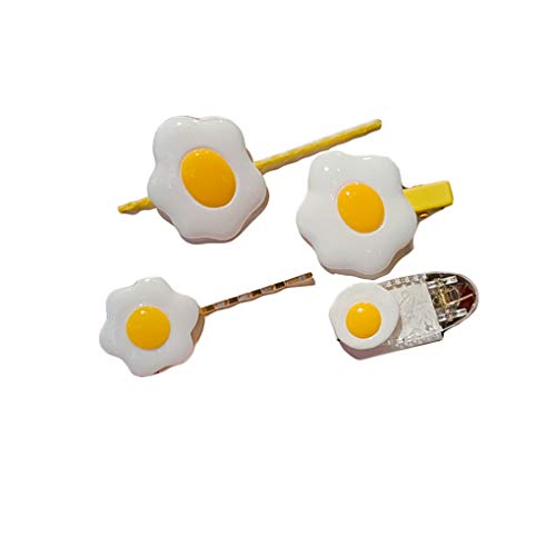 Egg Hair Clips Pin Girls Poached Egg Hairpins Fried Egg Hairclips Hair Tie BBG13 (4 Pcs-D)