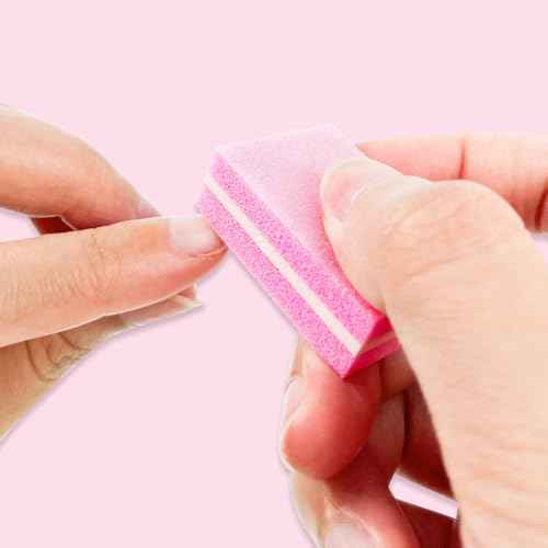 Nail Buffer Block, Dual Grit Sponge Nail File for Nail Sanding, 4 Piece Pink Manicure Tools for Nail Sanding and Manicure, Ideal for Nail Salons and Home Use
