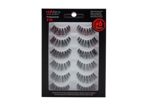 Red Cherry #43 False Eyelashes - 6 Pairs Natural Handmade
