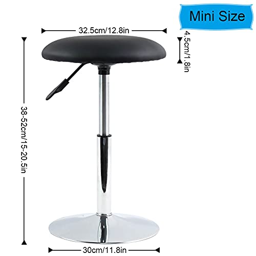 FURWOO Short Round Spa Stool - Height Adjustable Vanity Stool Swivel Bench for Bedroom & Living Room - Black