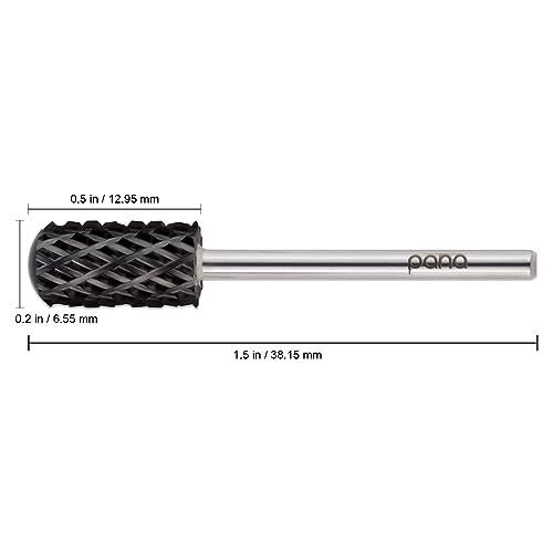 PANA Smooth Top Large Barrel 3/32" Shank Size - (DLC Black, 4X Coarse Grit) - Fast remove Acrylic or Hard Gel Nail Drill Bit for Manicure Pedicure Salon Professional or Beginner