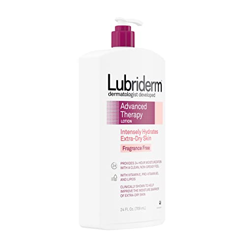 Lubriderm Advanced Therapy Moisturizing Lotion with Vitamins E and B5, Deep Hydration for Extra Dry Skin, Non-Greasy Formula, 24 fl. oz (Pack of 3)