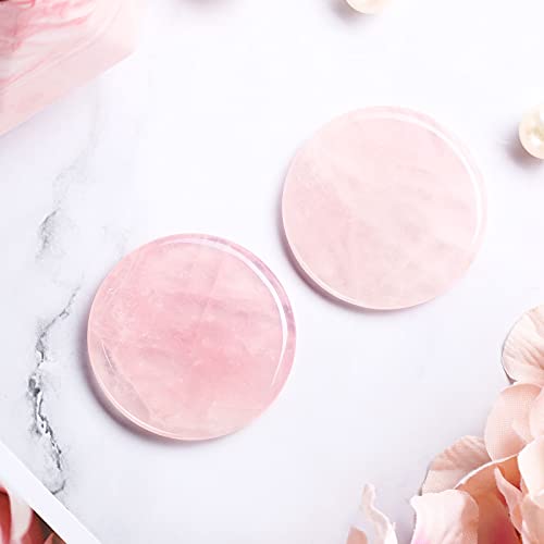 Bememo 2 Pieces Jade Stone for Lash Pink Glue Pallet Eyelash Extension Glue Holder 2 Inches Round Lash Tile Fake Eyelash Grafting Adhesive Base Sticker Pads Adhesive Trays