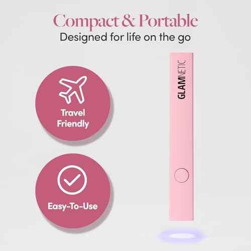 Glamnetic Handheld UV LED Lamp | Compact, Travel-Fiendly Curing Lamp for Nails | Lightweight & Easy to Use | USB Compatible