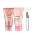 medicube Pink Glow Wrapping Mask Duo: Collagen Overnight Wrapping Peel Off Facial Mask Pack and PDRN Caffeine Overnight Wrapping Peel Off Facial Mask and brush