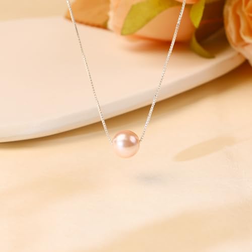 Sereney 7 Year Old Girl Birthday Gifts Ideas, S925 Sterling Silver Pink Pearl Necklace as Gifts for 7 Year Old Girl, Adjustable Length Necklace for 7th Birthday Decorations