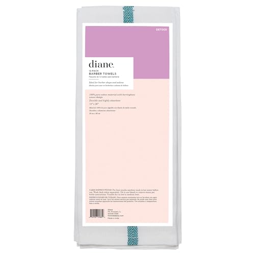 Diane 100% Cotton Barber Towels - 15"x26" Soft White Salon Towels (12 Pack)