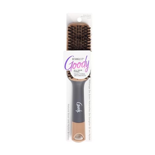 Goody Straight Talk Boar Bristle Hair Brush Gray and Blue,1 Ct