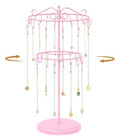 MODOWEY 42-Hook Rotating Necklace Organizer Stand, Adjustable 2-Tier Display
