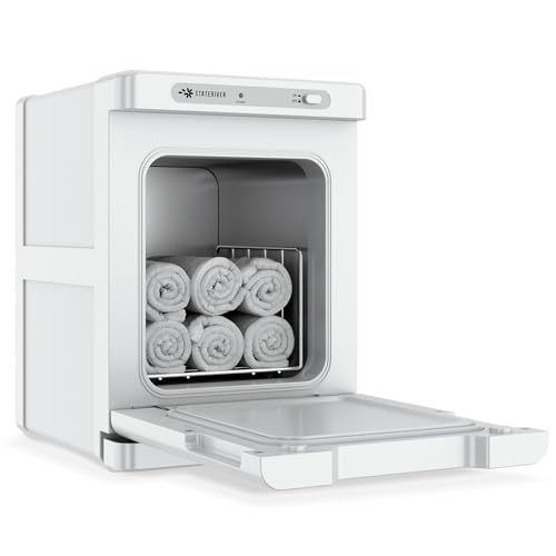 Hot Towel Warmer, 5L Towel Warmer Cabinet, Small Towel Heater with Stainless Steel Rack, Professional Towel Heating Box, Use for Spa, Beauty Salon, Barber, Massage, Gym, Home (White)
