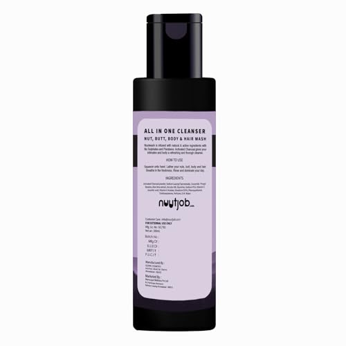 Nuutwash Activated Charcoal All in One Intimate Wash 6.7 Fl Oz | Intimate Nut, Butt, Body & Hair Wash | Ball Deodorant, Hygiene Wash | Natural Ingredients & Essential Oils | For Men-Boys