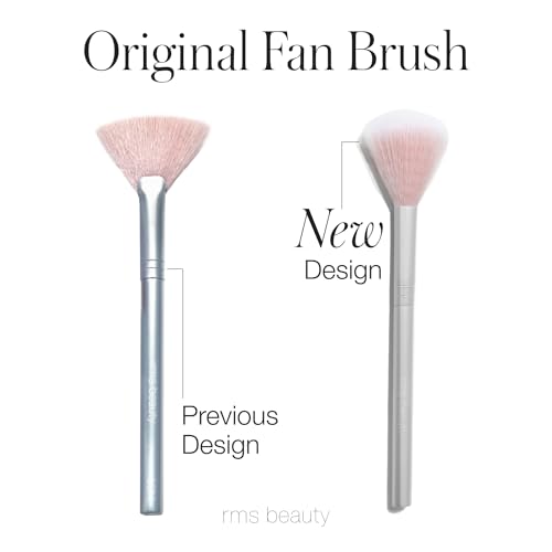 RMS Beauty Skin2Skin Fan Brush - Classic Synthetic Face Brush for Highlighter