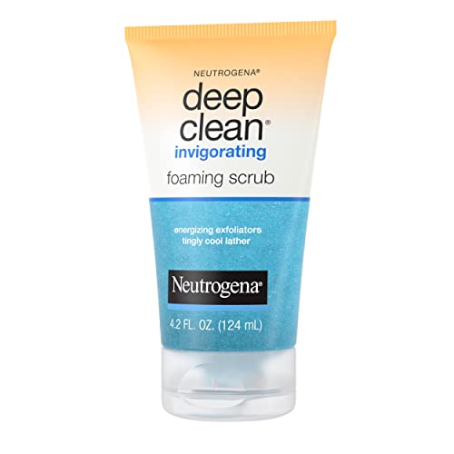 Neutrogena Deep Clean Invigorating Foaming Facial Scrub with Glycerin, Cooling & Exfoliating Gel Face Wash to Remove Dirt, Oil & Makeup, 4.2 fl. oz