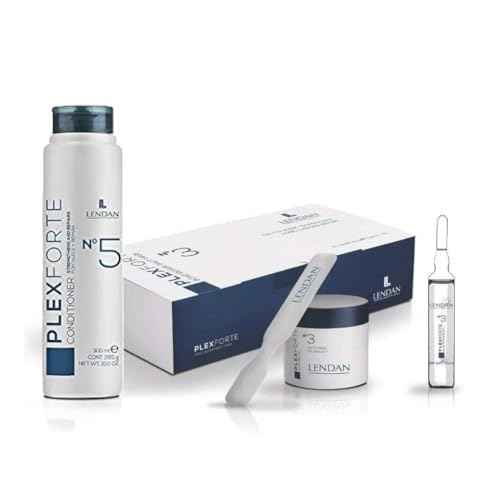Lendan PlexForte Recomended KIT No.3 Instant Hair Repair Mask Shot of 6 Ampoules 0.44fl.oz. each + No.5 Strengthens and Repair Conditioner 300ml for Damaged Hair