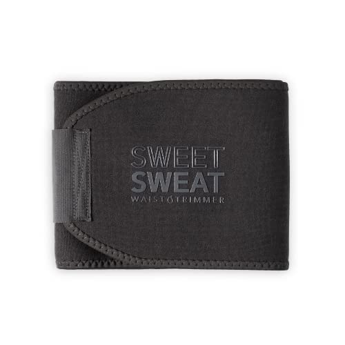 Sports Research Sweet Sweat Waist Trimmer for Women and Men - Sweat Band Waist Trainer Belt for High Intensity Training and Gym Workouts, 5 Adjustable Sizes - Small, Matte Black