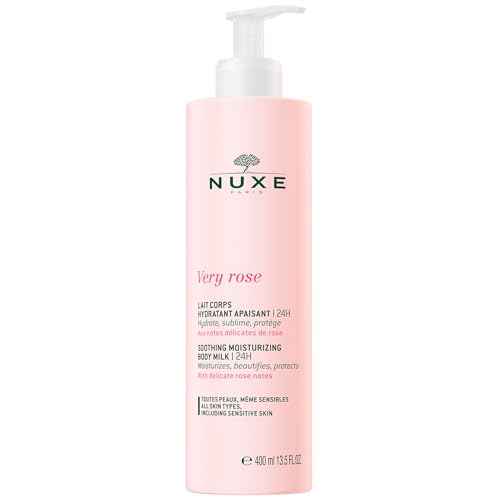 Nuxe Very Rose Soothing Moisturizing Body Milk. 24-Hour Hydration, with Rose Oil Extract & Shea Butter, 13.5 Fl Oz