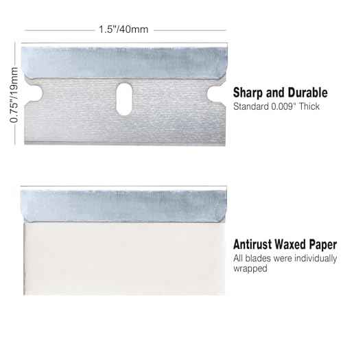 Great Andrew Single Edge Razor Blades, 100 Pack Straight Edge Razor Blade, Safety Blade Refills, Blade Scraper for Box Cutting, Crafts, DIY, Heavy Duty & Industrial Use