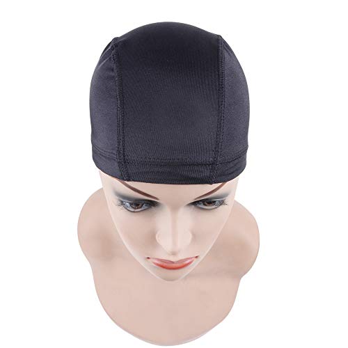 YANTAISIYU 5 PCS/Lot Black Dome Caps Wig Caps for Making Wigs Stretchable Hairnets Wig Cap with Wide Elastic Band (Dome Cap L)